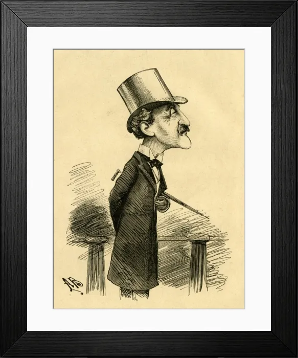 Framed Print : Cartoon, Wilhelm Kuhe, German musician Framed Print : Cartoon, Wilhelm Kuhe, German musician
