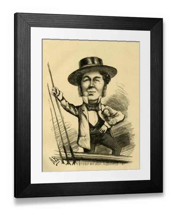 Framed Print : Cartoon, Captain Fred Collins of Brighton Framed Print : Cartoon, Captain Fred Collins of Brighton