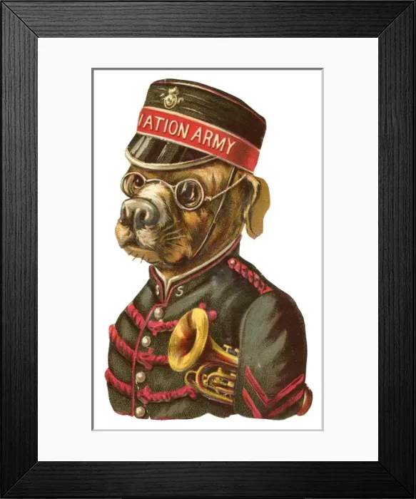 Framed Print : Victorian scrap - Salvation Army dog trumpeter Framed Print : Victorian scrap - Salvation Army dog trumpeter