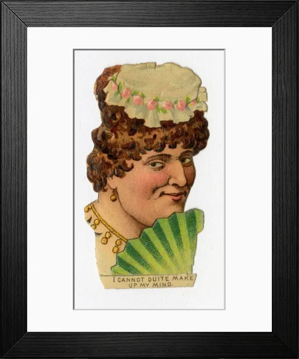 Framed Print : Victorian scrap - I cannot quite make up my mind Framed Print : Victorian scrap - I cannot quite make up my mind