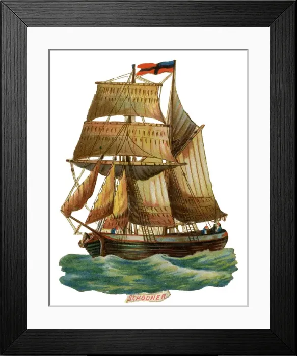 Framed Print : Victorian scrap - Schooner Framed Print : Victorian scrap - Schooner