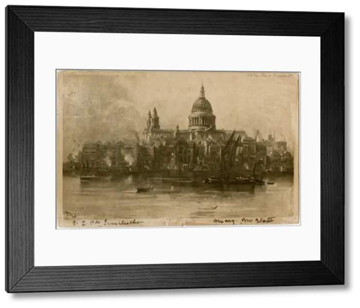 Framed Print : St. Pauls Cathedral, London - view from the River Thames Framed Print : St. Pauls Cathedral, London - view from the River Thames