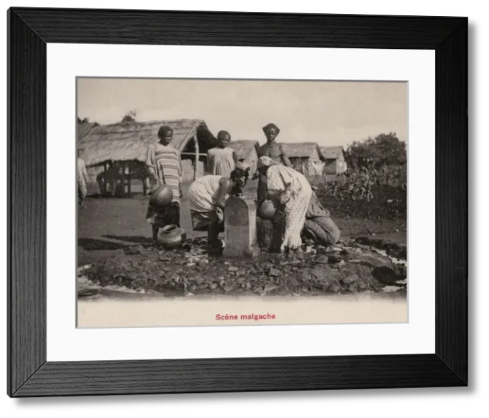 Framed Print : Madagascan women gathering water from a fountain Framed Print : Madagascan women gathering water from a fountain