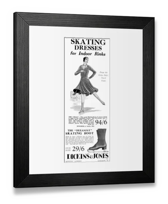 Framed Print : Skating dress at Dickins and Jones advertisement Framed Print : Skating dress at Dickins and Jones advertisement
