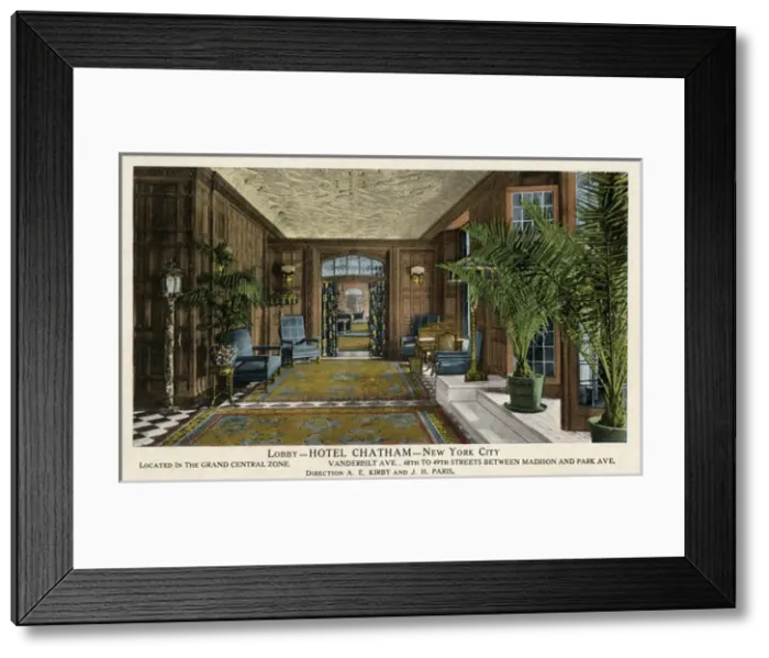 Framed Print : Lobby of Hotel Chatham in New York City, USA Framed Print : Lobby of Hotel Chatham in New York City, USA