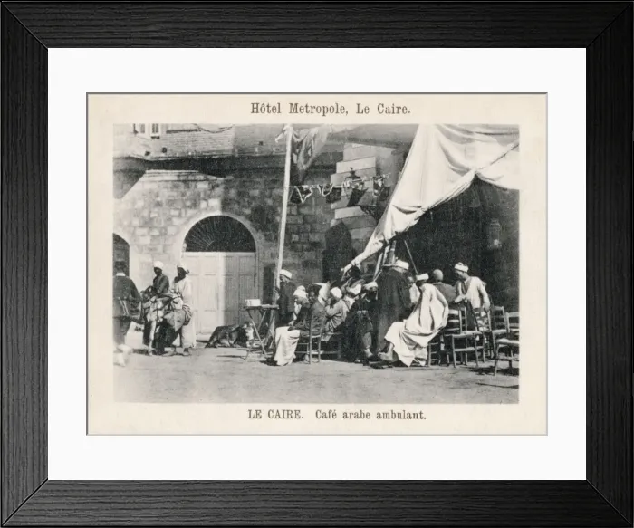 Framed Print : Men drinking coffee at the Metropolitan Hotel, Cairo Framed Print : Men drinking coffee at the Metropolitan Hotel, Cairo