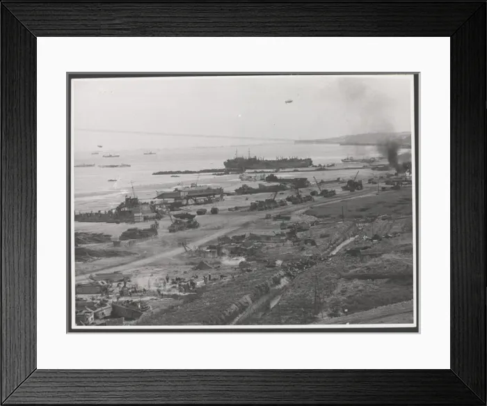Framed Print : WW2 - view of beach-head Framed Print : WW2 - view of beach-head