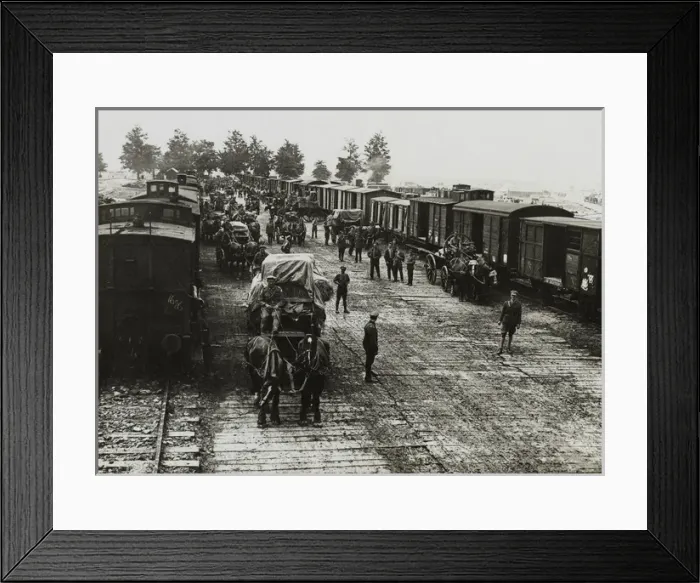 Framed Print : The Wars - France / Drawing rations from railhead. Mericourt Framed Print : The Wars - France / Drawing rations from railhead. Mericourt