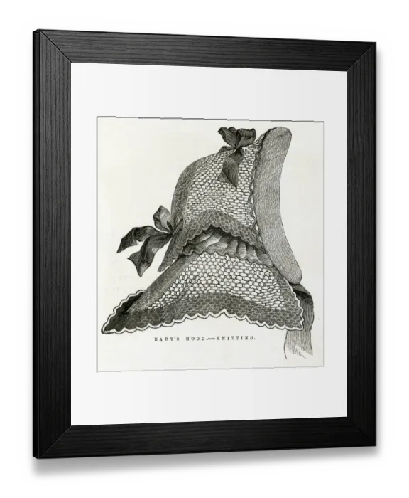 Framed Print : Babies knitted hood 1864 Framed Print : Babies knitted hood 1864