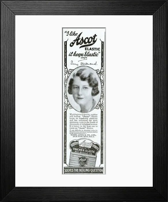 Framed Print : Ascot knicker elastic advertisement Framed Print : Ascot knicker elastic advertisement