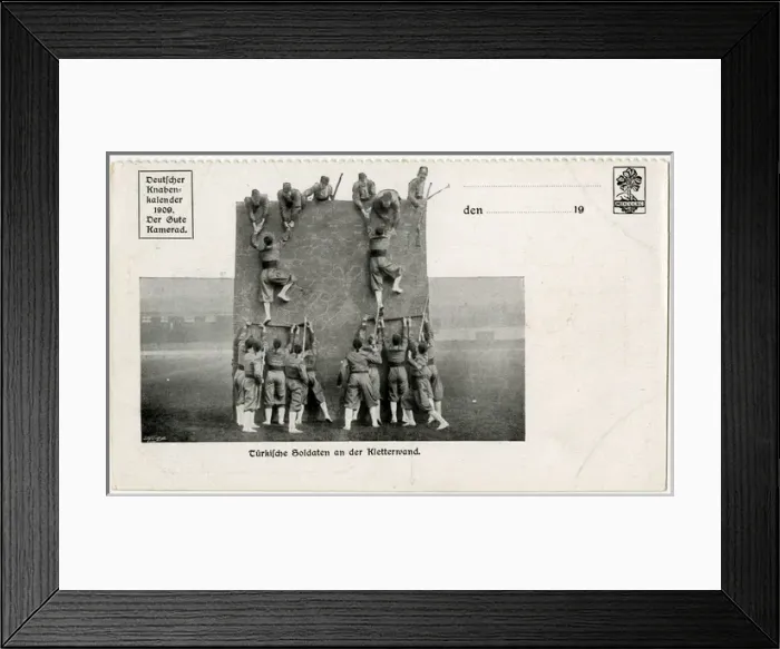 Framed Print : Turkish Soldiers scale a training climbing wall Framed Print : Turkish Soldiers scale a training climbing wall