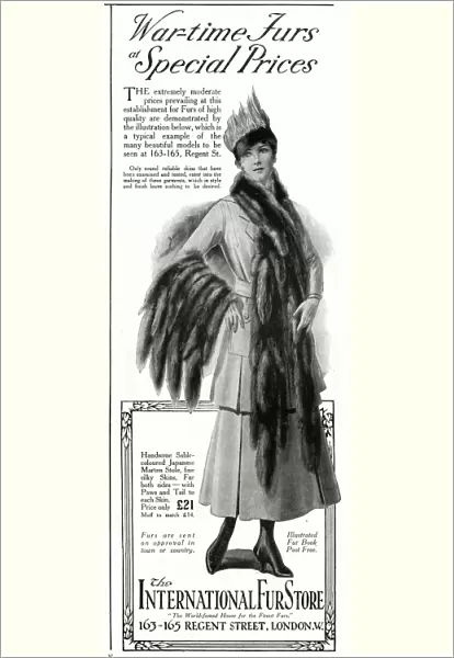 Advert for International Fur Store 1915