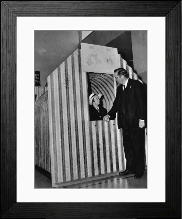 Framed Print : Anderson Shelter on Display in New York Framed Print : Anderson Shelter on Display in New York