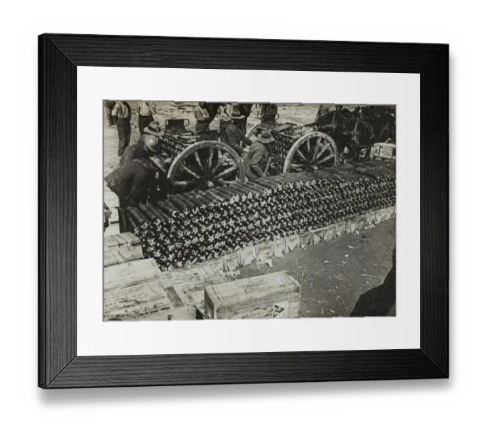 Framed Print : New Zealand troops loading ammunition limbers near Albert Framed Print : New Zealand troops loading ammunition limbers near Albert
