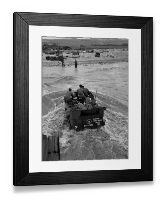Framed Print : C Squadron half-track wading ashore Framed Print : C Squadron half-track wading ashore