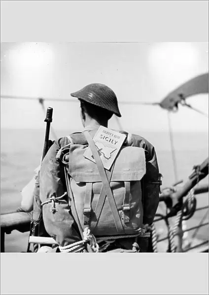 Soldier about to go ashore during the invasion of Italy, Jul