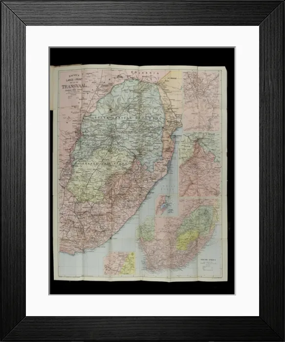 Framed Print : Map of parts of South Africa, 1900 Framed Print : Map of parts of South Africa, 1900