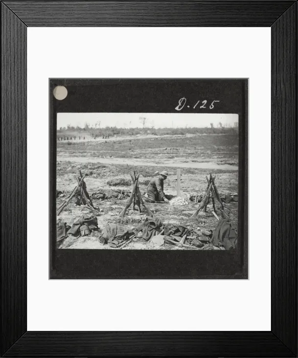 Framed Print : Tending a grave near Mametz Wood, August 1916 Framed Print : Tending a grave near Mametz Wood, August 1916