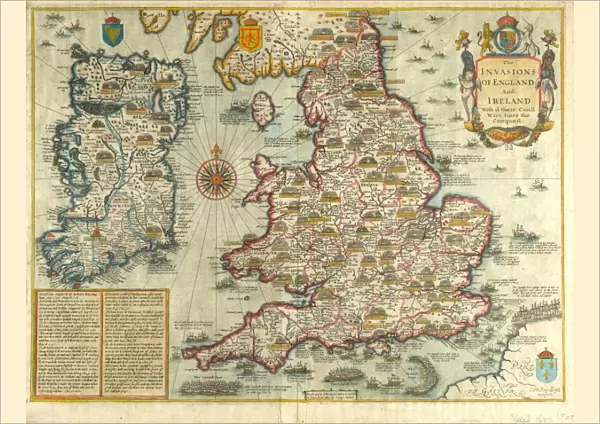 Map: The Invasions of England and Ireland - 1627