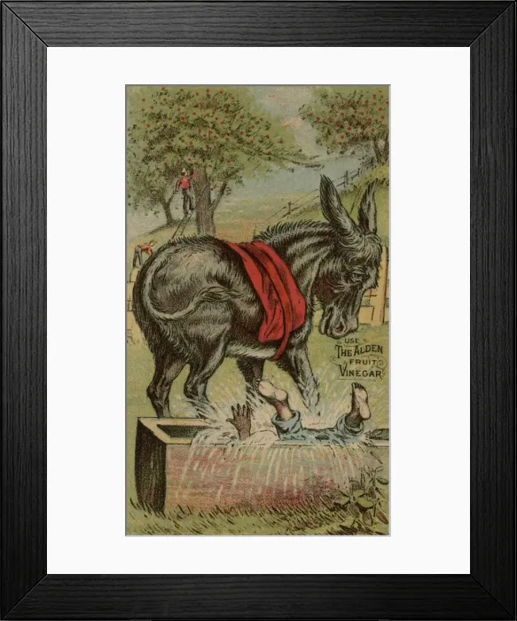 Framed Print : Advertising trade card for The Alden fruit vinegar