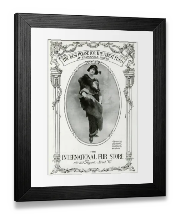 Framed Print : Advert for International Fur Store, stole & muff 1913 Framed Print : Advert for International Fur Store, stole & muff 1913