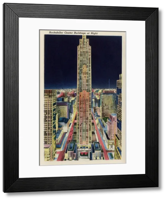 Framed Print : Rockefeller City Building at night, New York City, USA Framed Print : Rockefeller City Building at night, New York City, USA