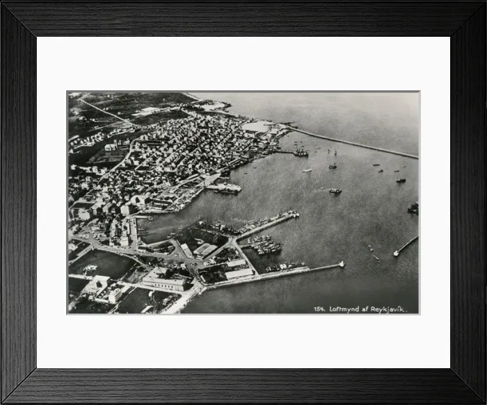 Framed Print : Aerial view of Reykjavik and harbour, Iceland Framed Print : Aerial view of Reykjavik and harbour, Iceland