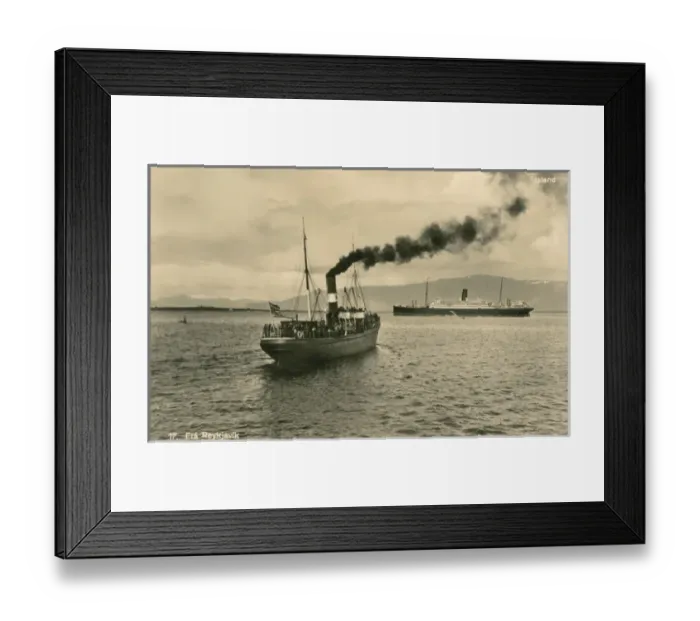 Framed Print : Ferrry and cruise liner in harbour, Reykjavik, Iceland Framed Print : Ferrry and cruise liner in harbour, Reykjavik, Iceland
