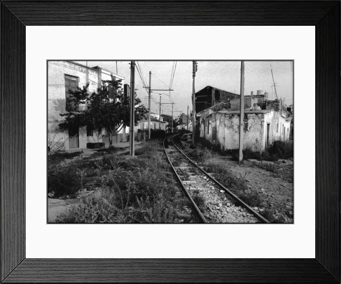 Framed Print : Suburban tram track, Valencia, Spain Framed Print : Suburban tram track, Valencia, Spain