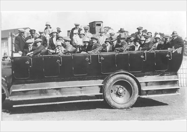 A charabanc, popular type of outings coach