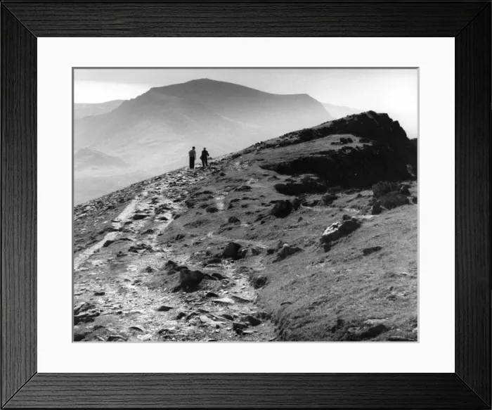 Framed Print : Two walkers on Snowdon Ranger track, Snowdon, Snowdonia Framed Print : Two walkers on Snowdon Ranger track, Snowdon, Snowdonia