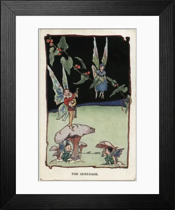 Framed Print : A Fairy Serenade - Fairy Troubadour atop a mushroom Framed Print : A Fairy Serenade - Fairy Troubadour atop a mushroom