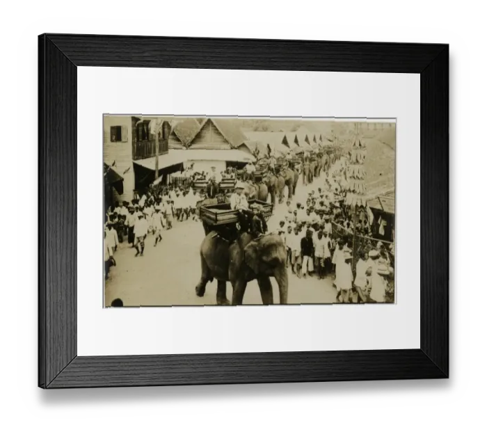 Framed Print : Procession of dignitaries riding on elephants - Singapore Framed Print : Procession of dignitaries riding on elephants - Singapore