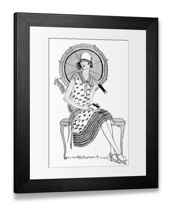 Framed Print : Woman sits with parasol Framed Print : Woman sits with parasol