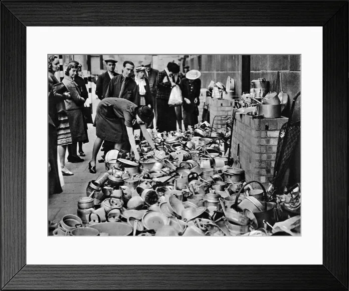 Framed Print : Households Encouraged to Give Aluminium for the War Effort Framed Print : Households Encouraged to Give Aluminium for the War Effort