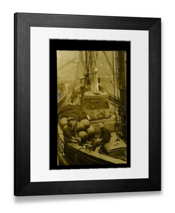 Framed Print : Fishermen on a trawler, Great Yarmouth, Norfolk Framed Print : Fishermen on a trawler, Great Yarmouth, Norfolk