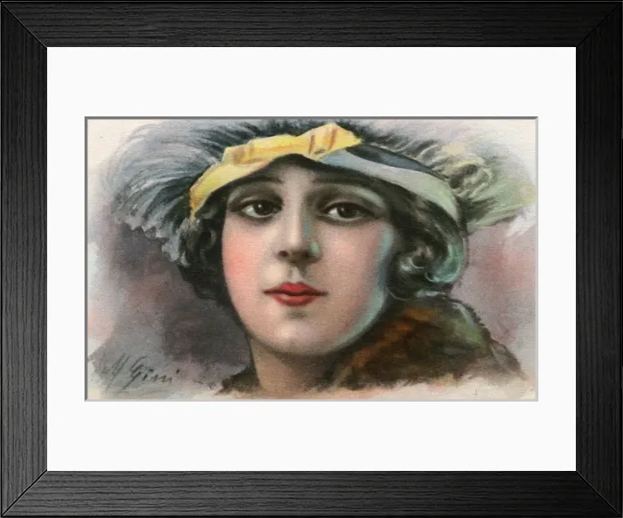 Framed Print : Young Italian girl with an elaborate hat Framed Print : Young Italian girl with an elaborate hat