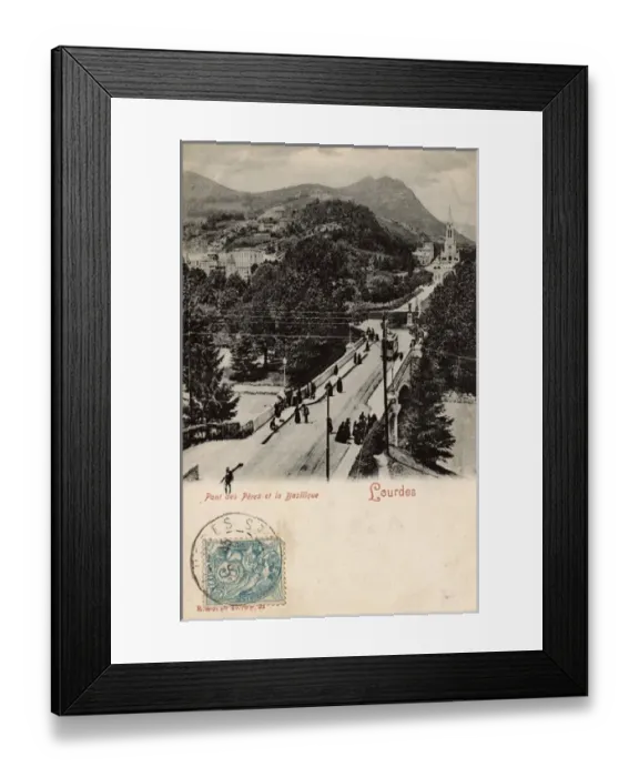 Framed Print : Pont de Peres and the Basilica - Lourdes, France Framed Print : Pont de Peres and the Basilica - Lourdes, France