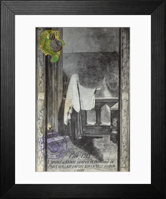 Framed Print : WW1 - The Patron Saint of Paris watching over the town Framed Print : WW1 - The Patron Saint of Paris watching over the town