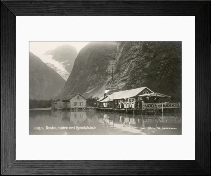 Framed Print : Restaurant and Kjendal Glacier, Loen, Norway Framed Print : Restaurant and Kjendal Glacier, Loen, Norway