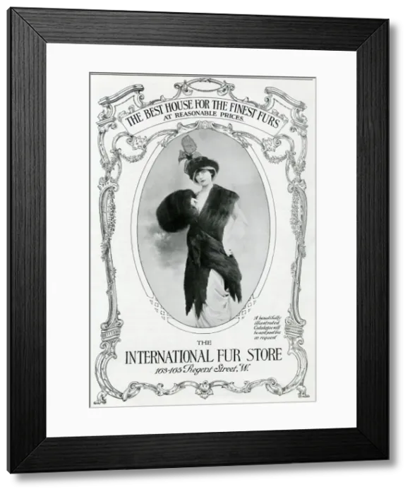 Framed Print : Advert for International Fur Store, stole & muff 1913 Framed Print : Advert for International Fur Store, stole & muff 1913