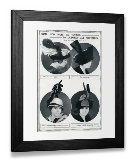 Framed Print : Latest fashionable autumn hats 1913 Framed Print : Latest fashionable autumn hats 1913