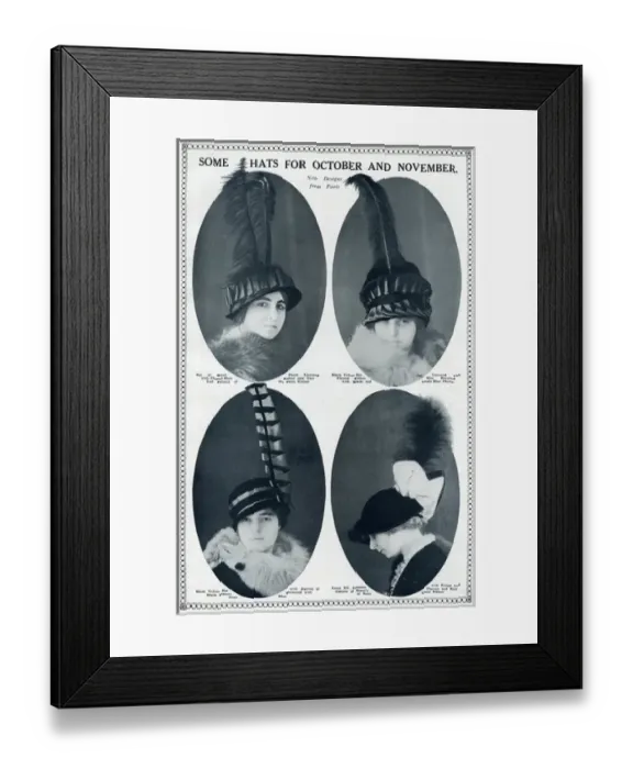 Framed Print : Latest fashionable autumn hats 1913 Framed Print : Latest fashionable autumn hats 1913