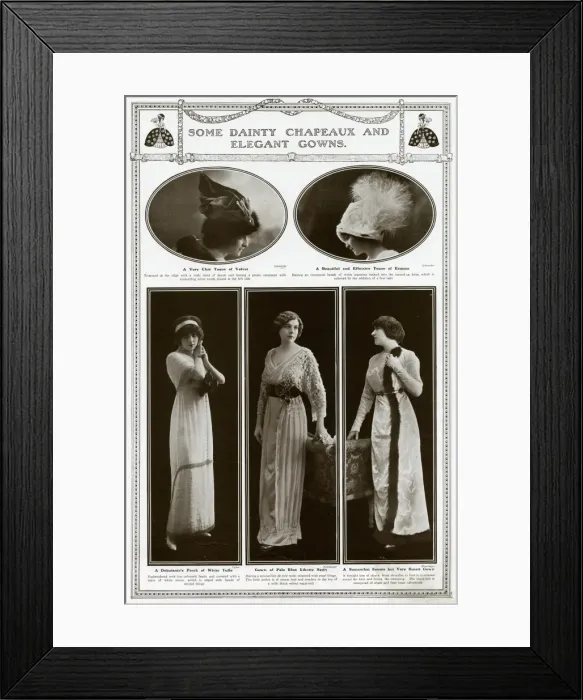 Framed Print : Models wearing elegant gowns 1912 Framed Print : Models wearing elegant gowns 1912