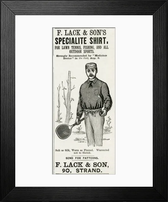 Framed Print : Advert for F. Lack & Sons specialties sports wear 1888 Framed Print : Advert for F. Lack & Sons specialties sports wear 1888