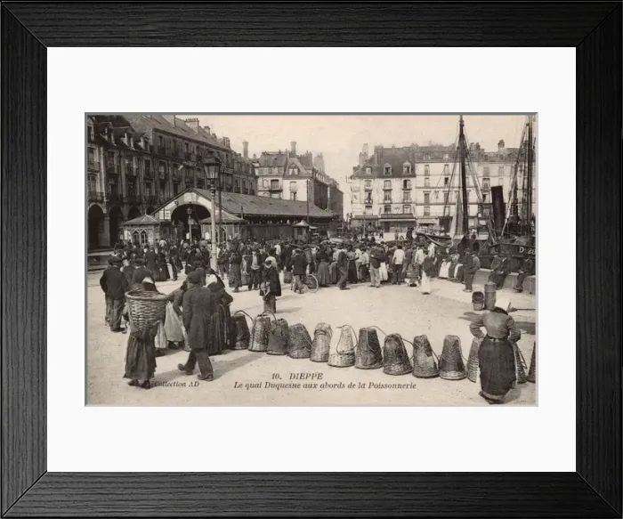 Framed Print : Dieppe - The Duquesne Quay - Fishmongers and Fishwives Framed Print : Dieppe - The Duquesne Quay - Fishmongers and Fishwives
