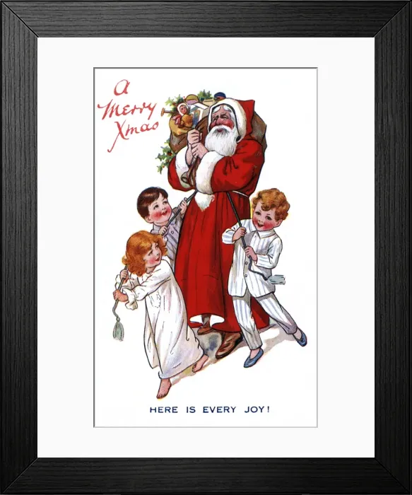 Framed Print : Father Christmas with children Framed Print : Father Christmas with children