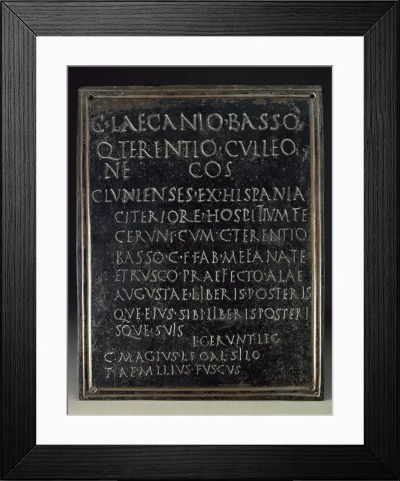 Framed Print : Tabula Hospitalis. Table describing the hospitality pact Framed Print : Tabula Hospitalis. Table describing the hospitality pact