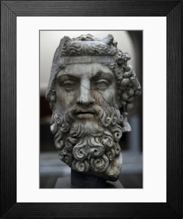 Framed Print : Dionysus. Bust. 2nd century AD. Marble Framed Print : Dionysus. Bust. 2nd century AD. Marble