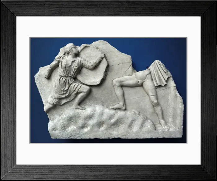 Framed Print : Relief with Amazonomachy. Athens, Greece. 2nd century AD Framed Print : Relief with Amazonomachy. Athens, Greece. 2nd century AD